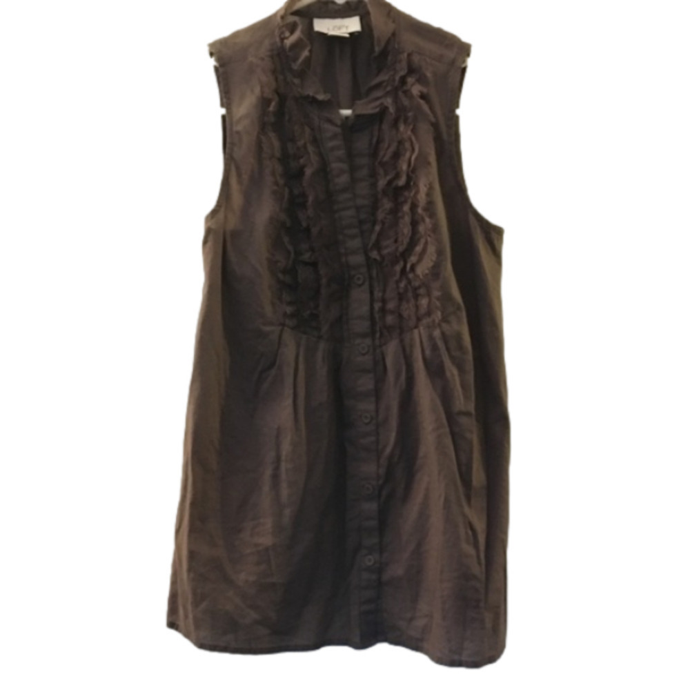 𝅺ANN Taylor LOFT Tank Top w Ruffle & Lace Detail Lilac Purple Feminine Girly